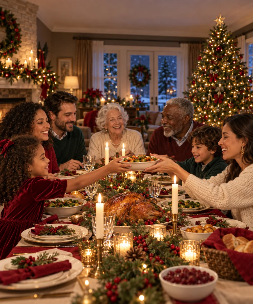 Christmas Dinner Together, Christmas card front