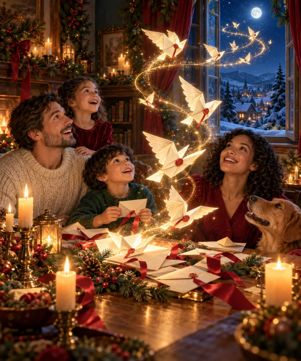 Letters Take Flight, Christmas card front