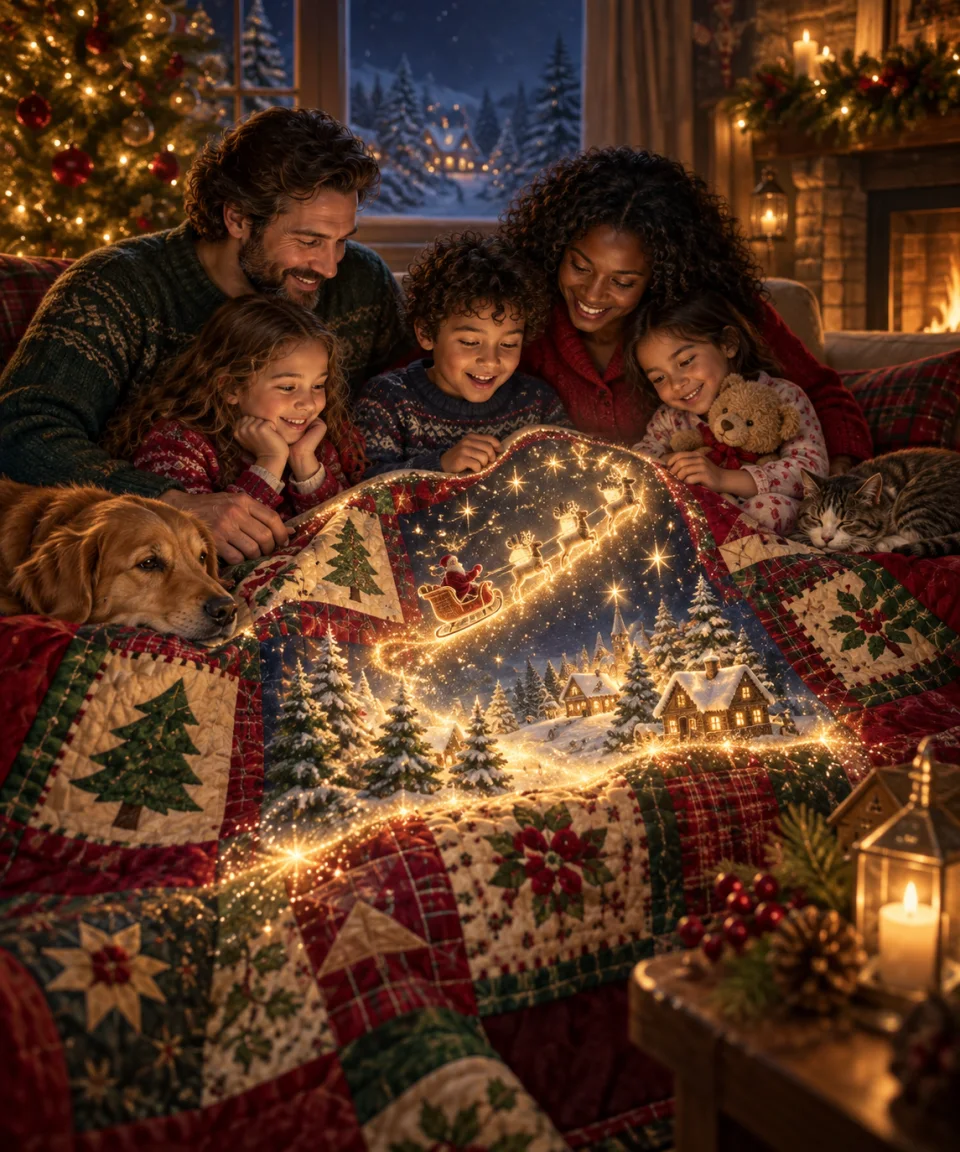 The Enchanted Christmas Quilt, Christmas card front