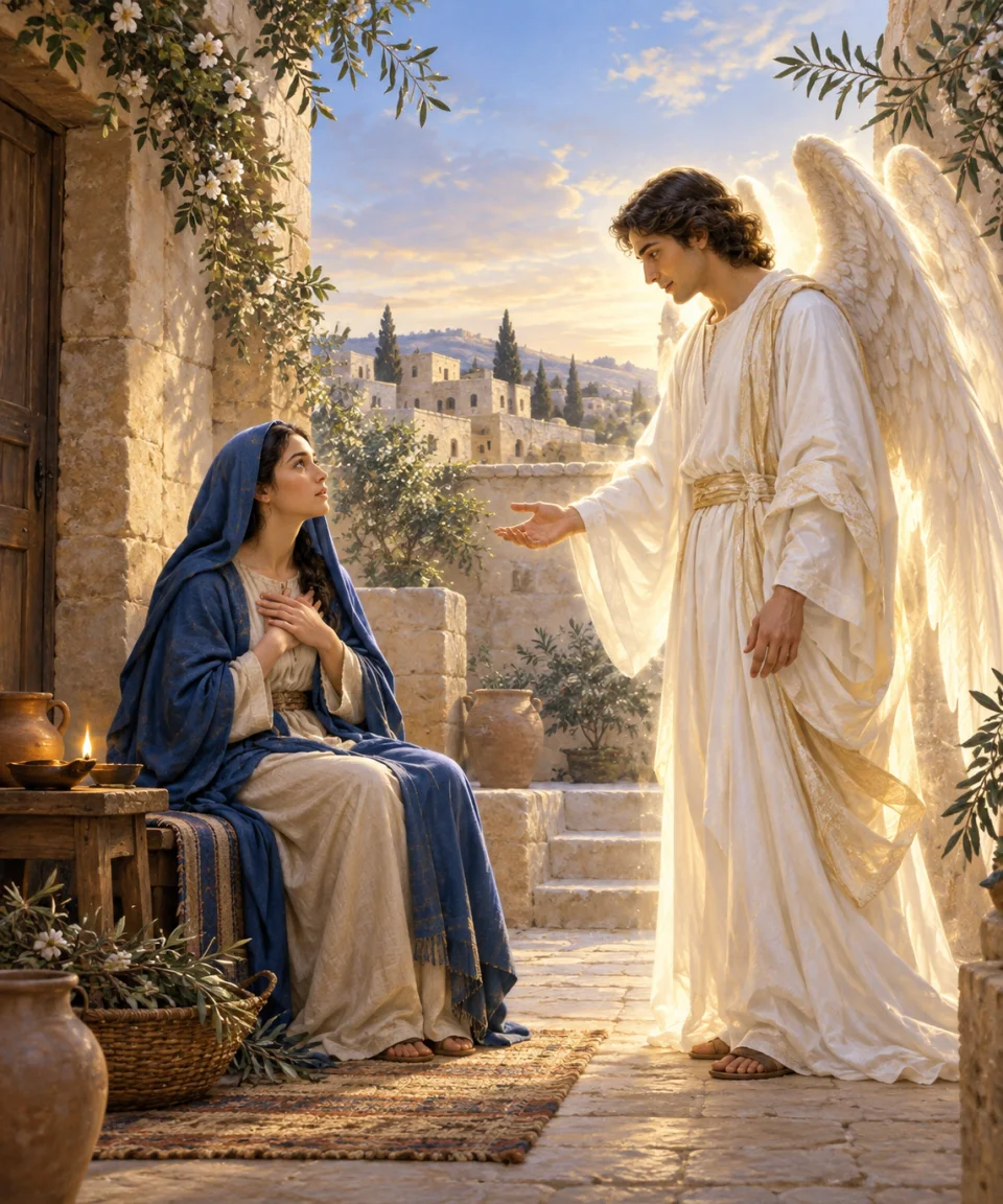 The Angel’s Message, Christmas card front