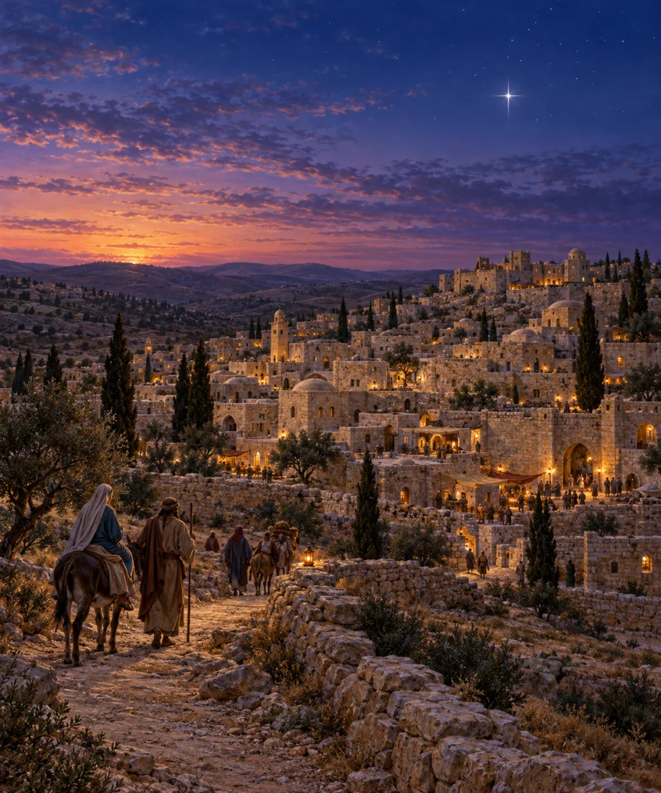 Bethlehem at Dusk, Christmas card front