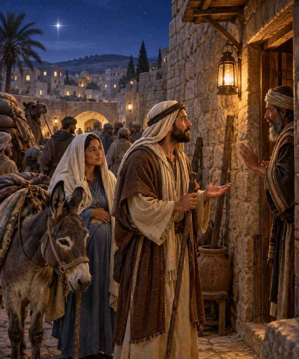 No Room at the Inn, Christmas card front