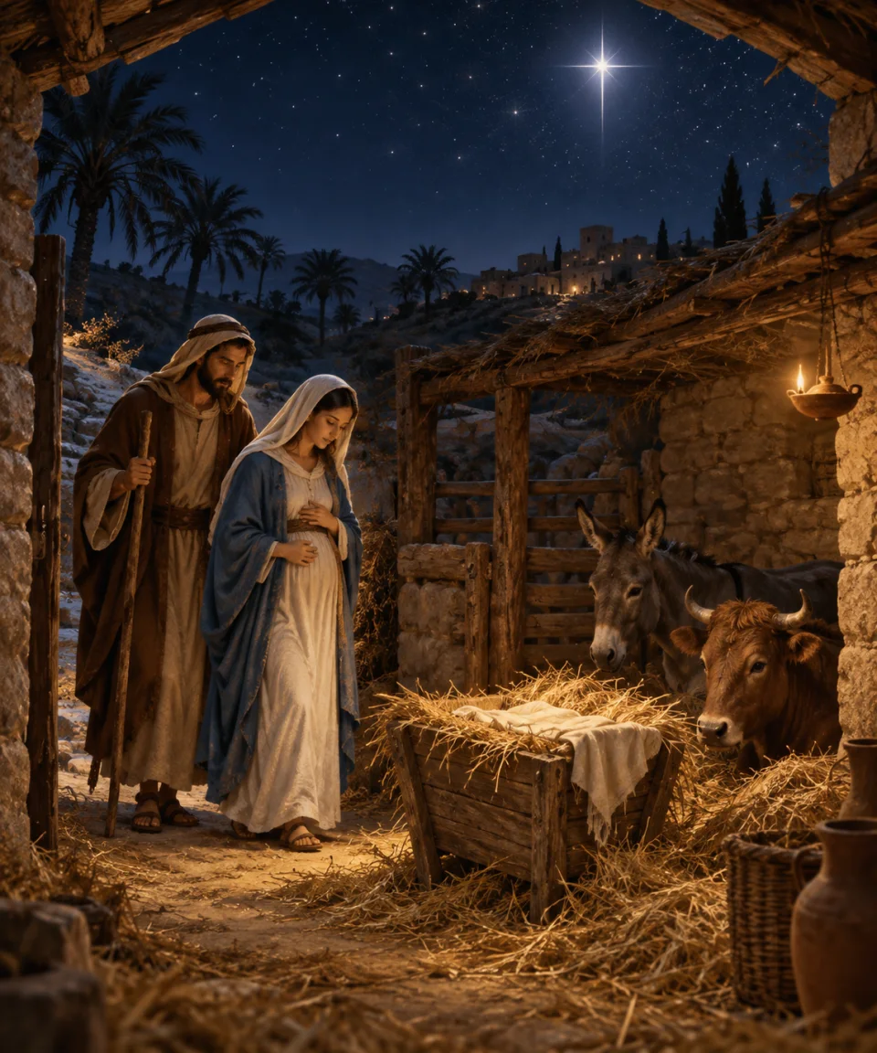 The Humble Stable, Christmas card front