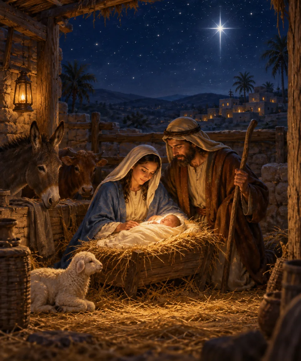 A Child Is Born, Christmas card front