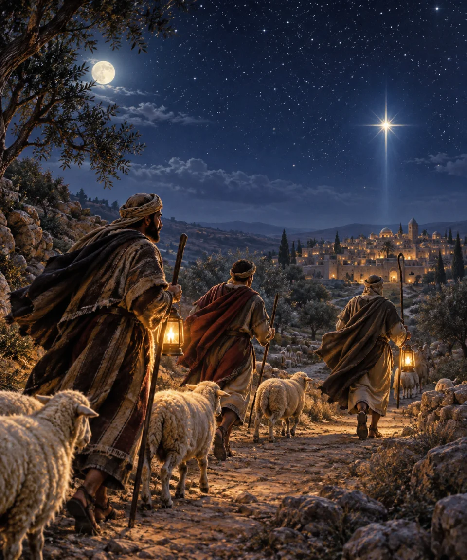 Shepherds on the Road, Christmas card front