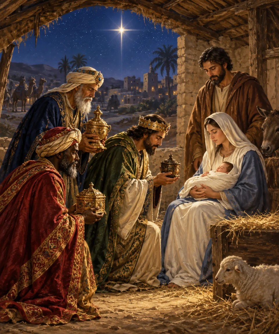 Gifts for the King, Christmas card front