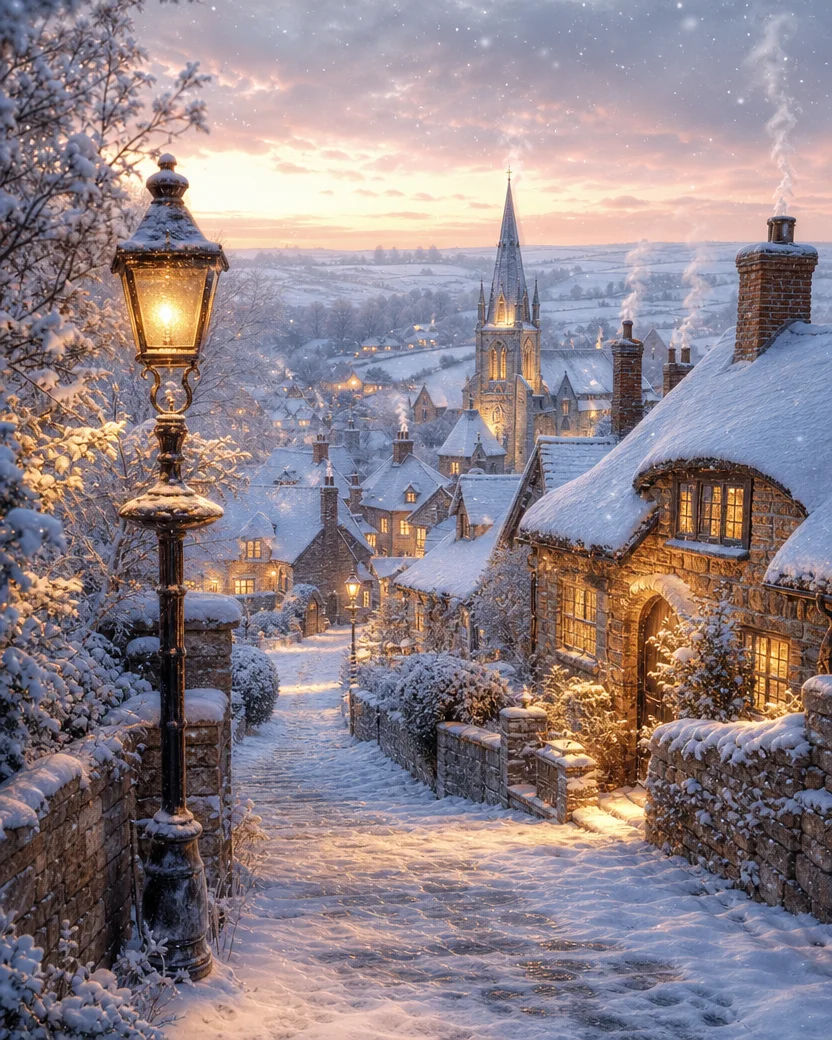 The First Snowfall, Christmas card front