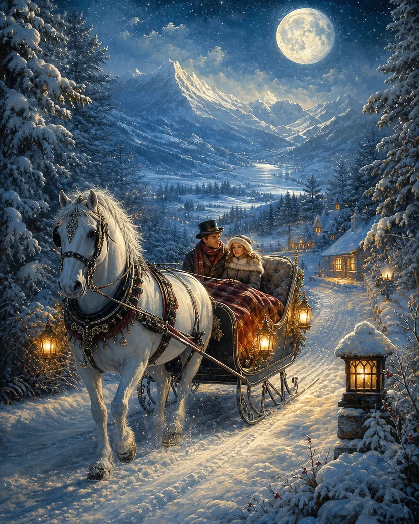 The Sleigh Ride, Christmas card front