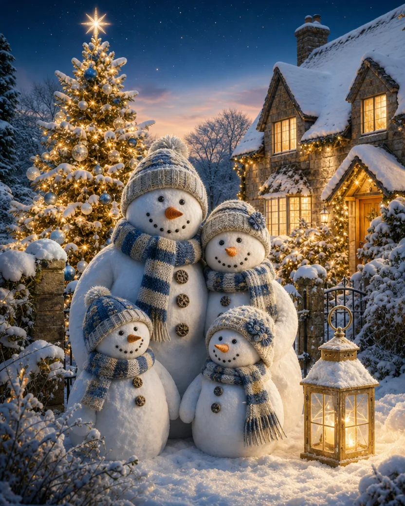 The Snowman Family, Christmas card front