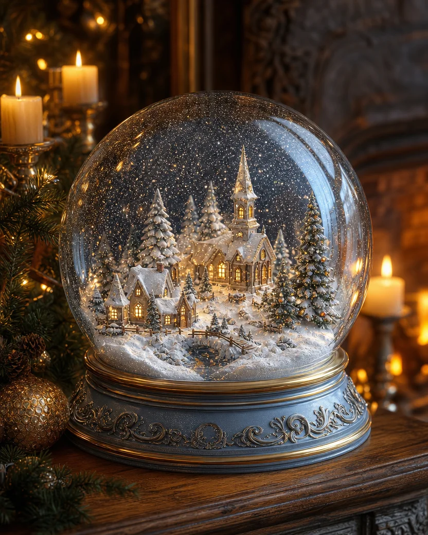 The Snow Globe Village, Christmas card front