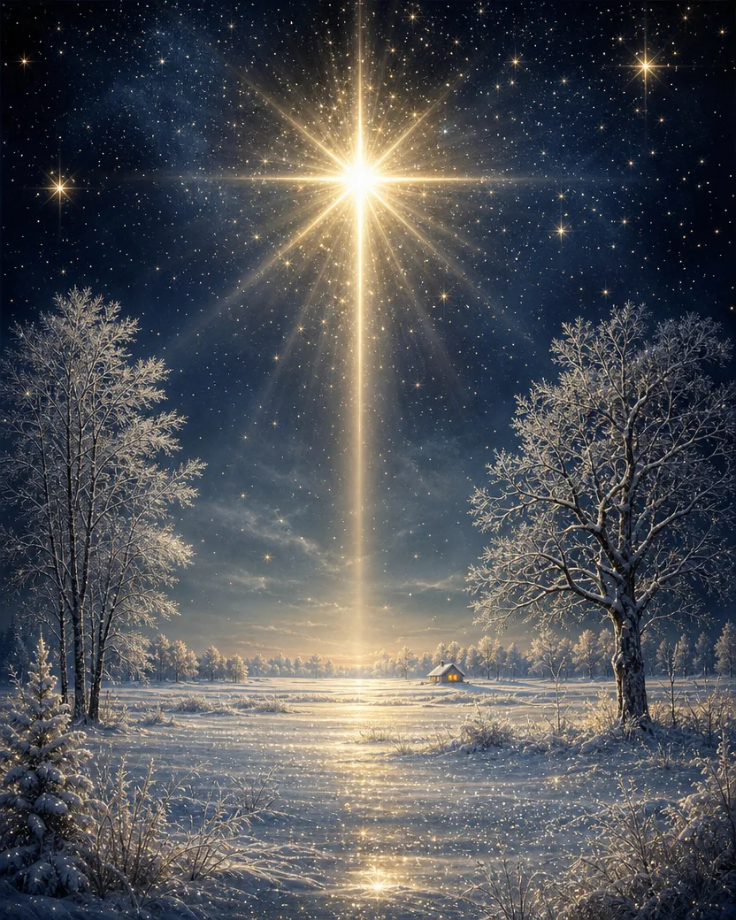 The Winter Solstice Star, Christmas card front