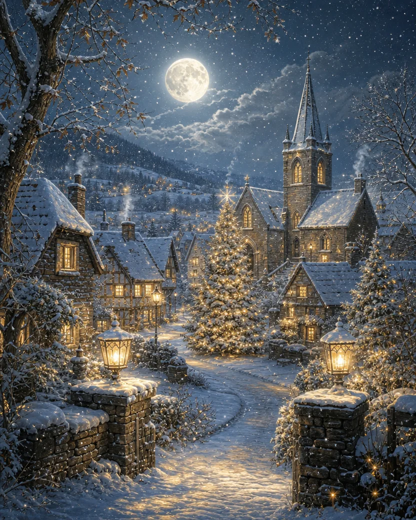 Silent Snowy Night, Christmas card front