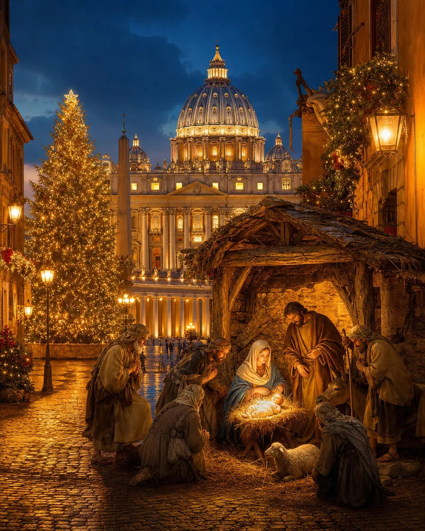 Christmas in Rome, Christmas card front