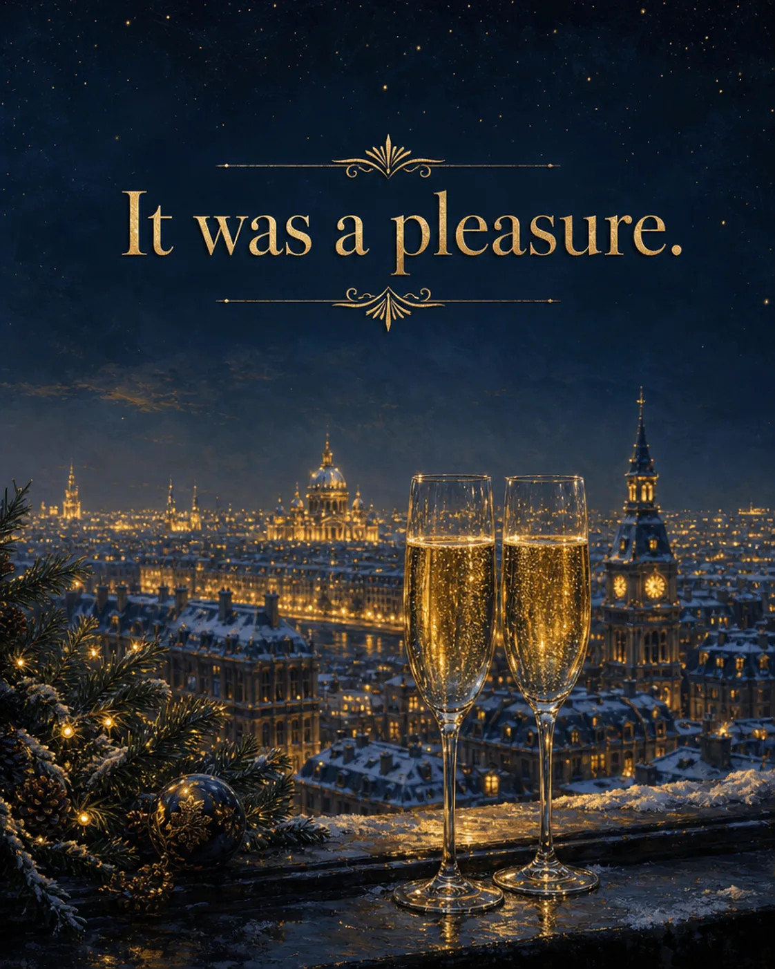 It Was a Pleasure, Christmas card front