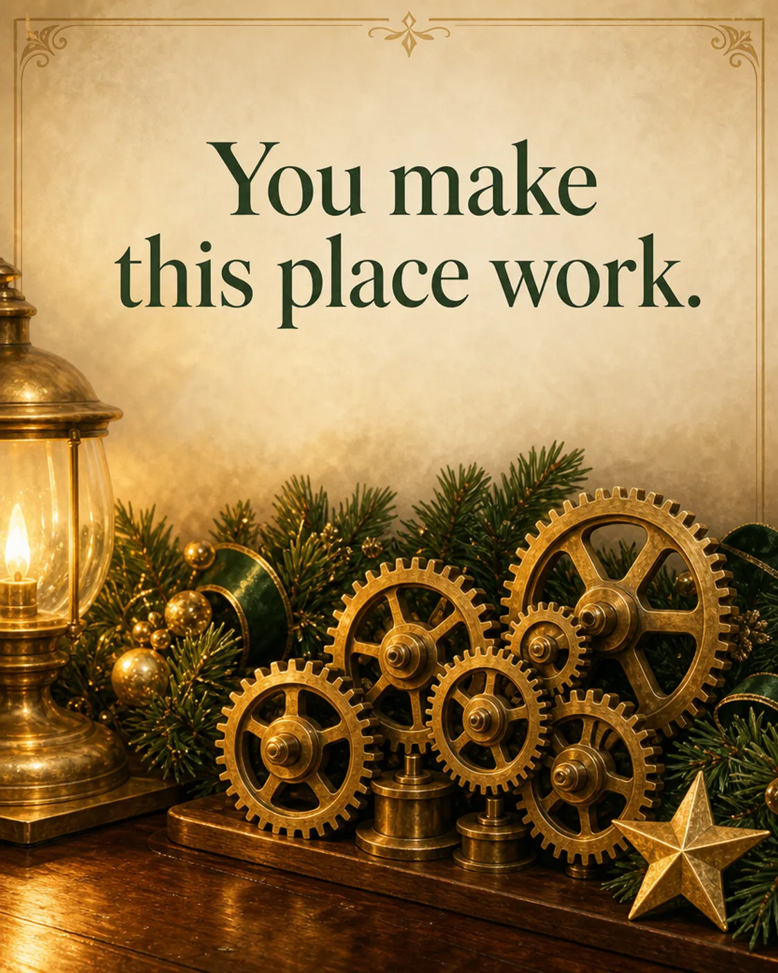 You Make This Place Work, Christmas card front