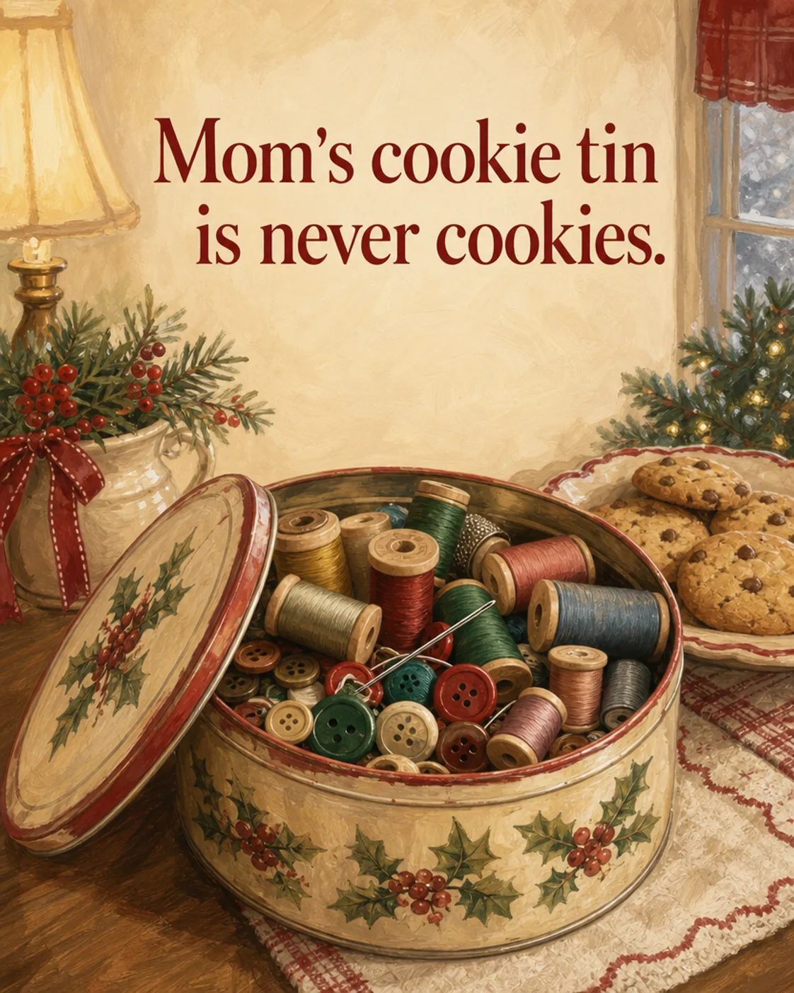 The Cookie Tin, Christmas card front
