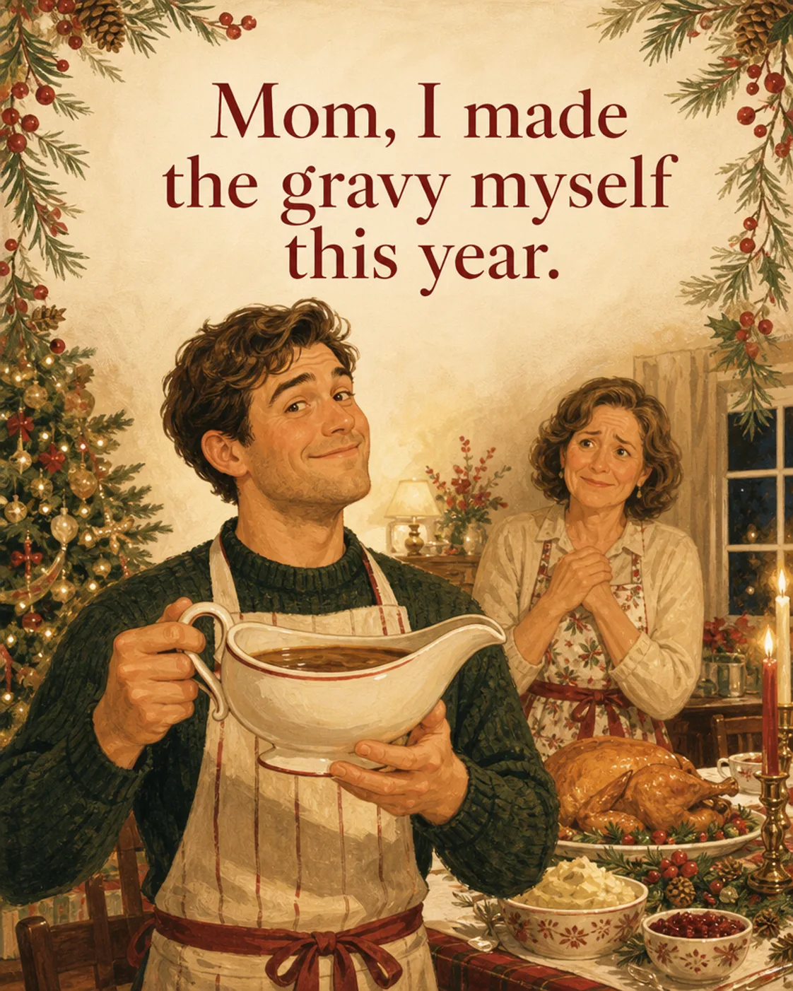 I Made the Gravy, Christmas card front