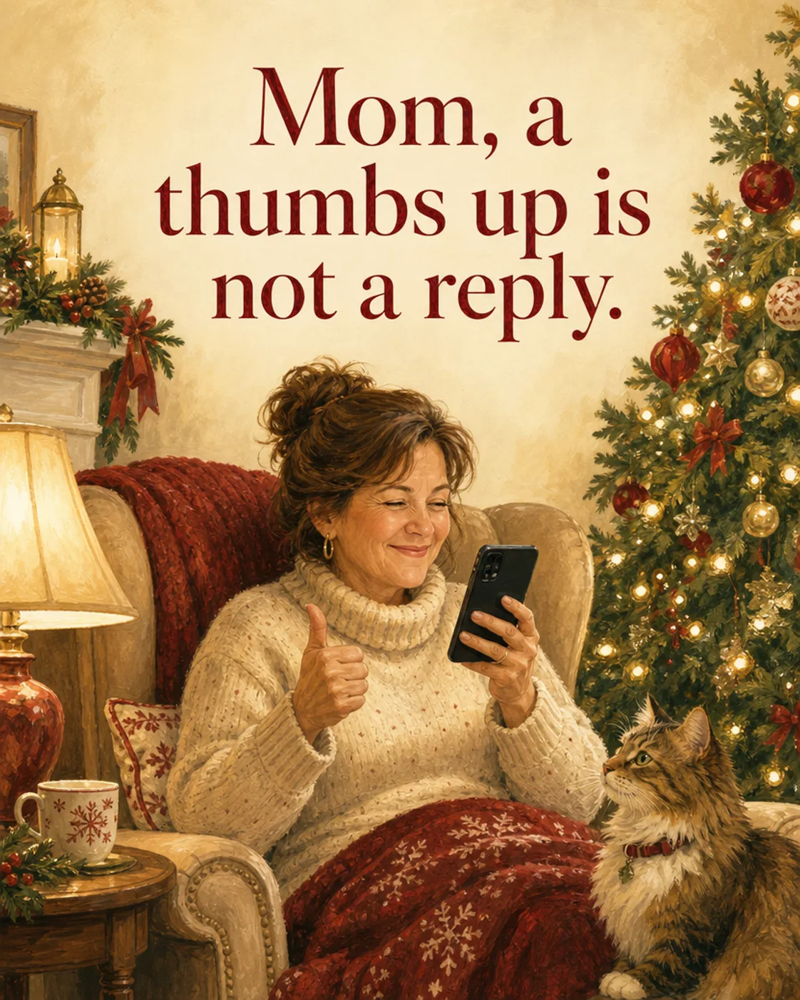 A Thumbs Up Is Not a Reply, Christmas card front