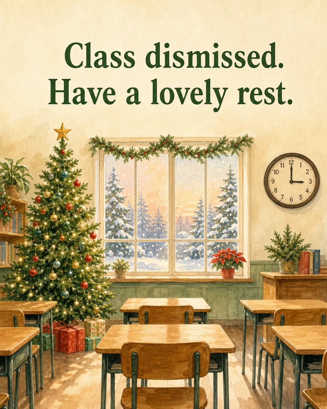 Class Dismissed, Christmas card front
