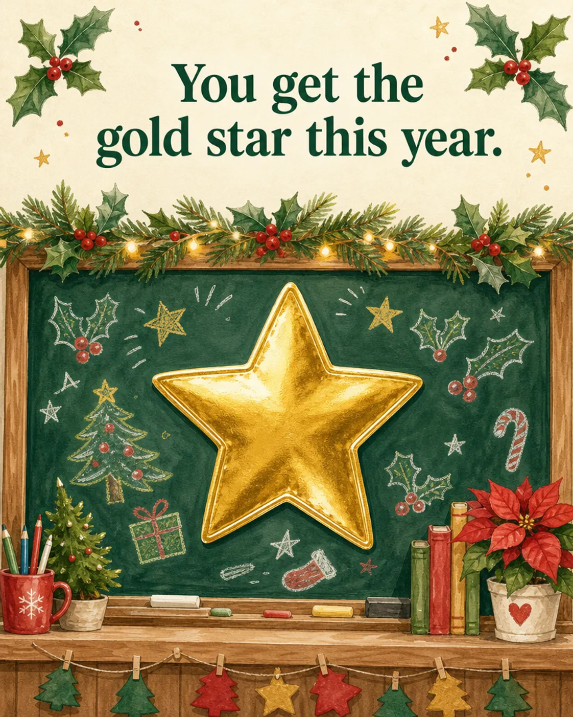 Gold Star, Christmas card front