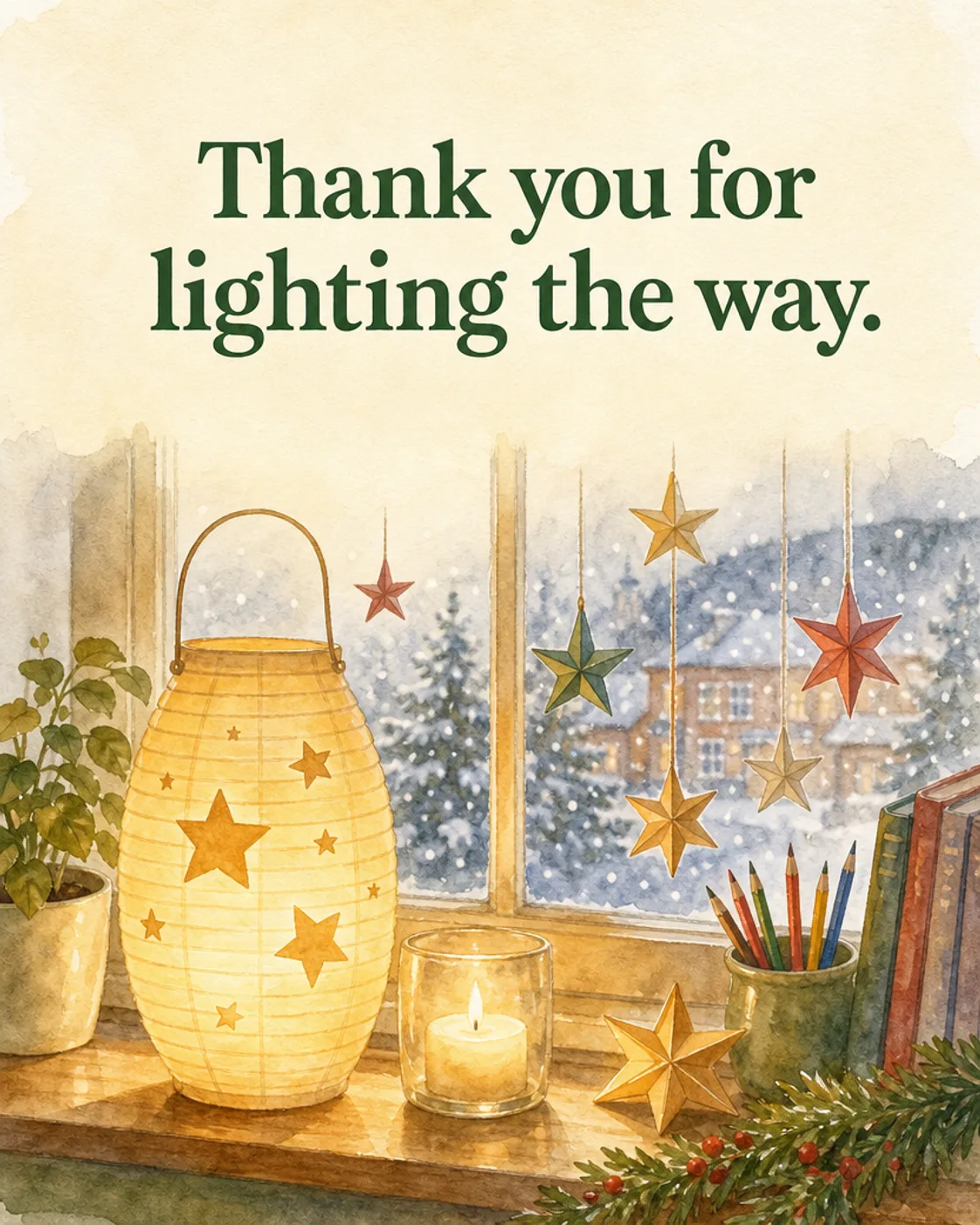 Lighting the Way, Christmas card front