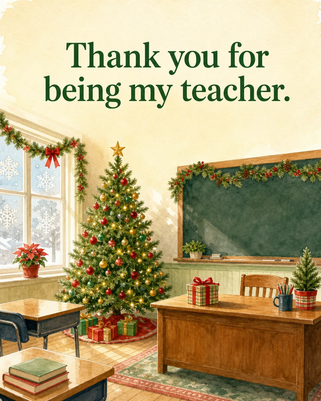 Thank You for Being My Teacher, Christmas card front